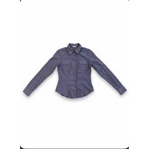 Standard James Perse Blue Sz Medium(2) Womens Button Down Contrast Panel WLS3122